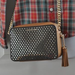 New Michael Kors Ginny Med Camera Bag Brown